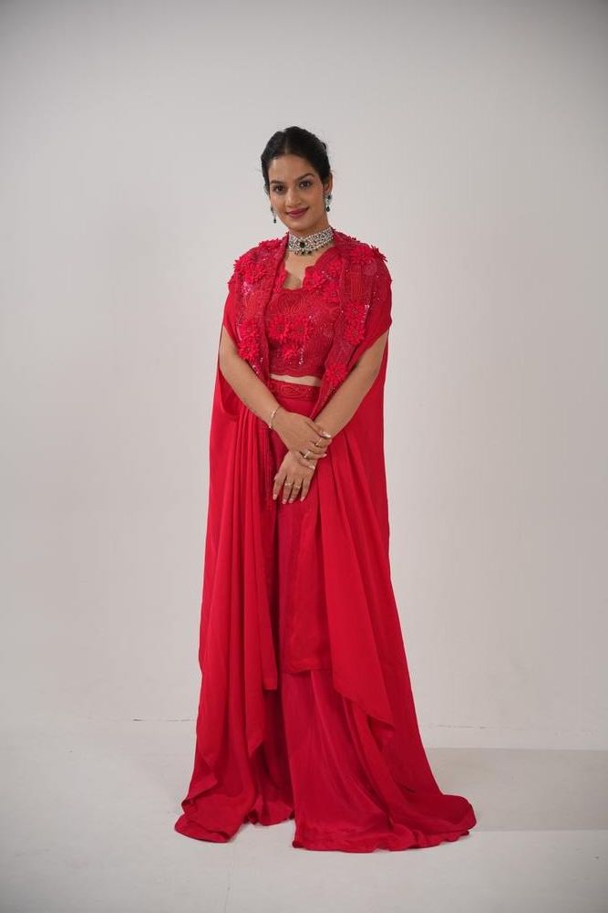 Red Indo Western Suit
